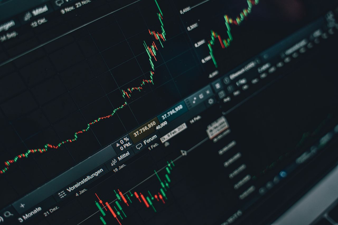 home-services-01 Close-up of stock market trading screen displaying financial growth and charts.